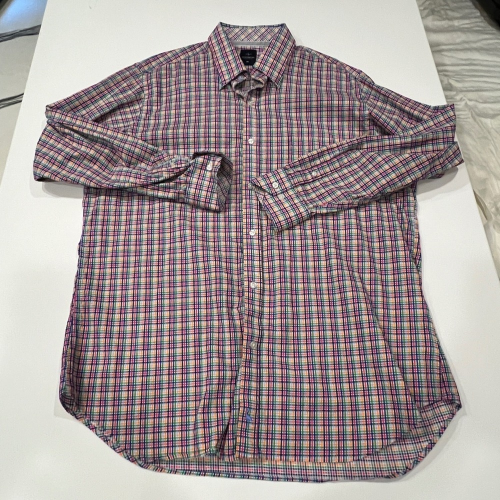 Tailorbyrd Collection Mens XXL Plaid Button Down Shirt Multi Color Cotton LS